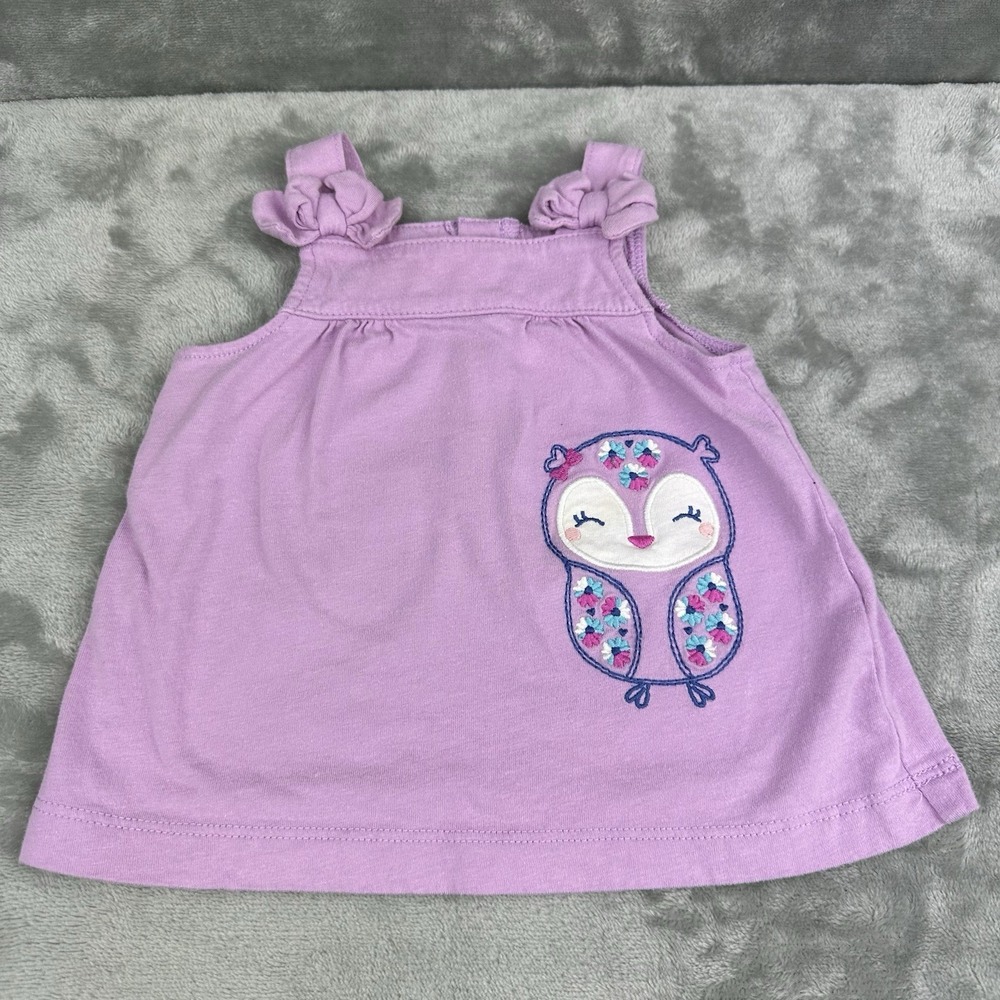 Child Of Mine By Carter's Dress Girls 0-3 Months Purple Embroidered Owl Cotton